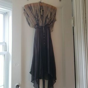 All Saints Porisan Kaftan Dress Tye Die Sheer Silk